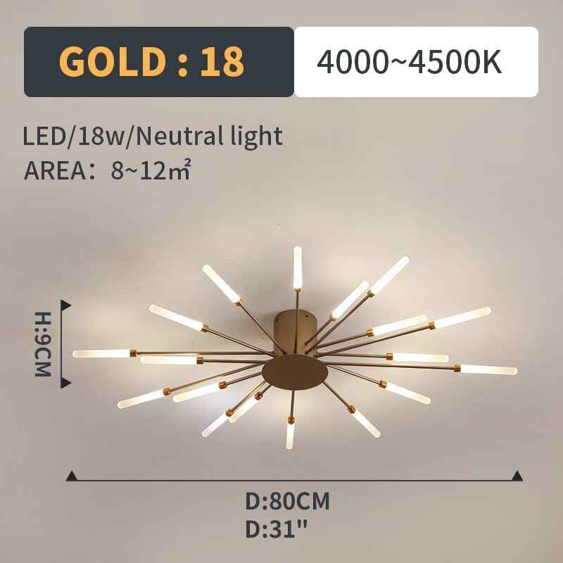 Wesley Flush-Mount Ceiling Light Fireworks, Black/Gold - product image 21