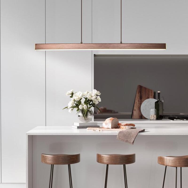 Thala Modern Linear Metal LED Pendant Light Black/Brown - product image 11