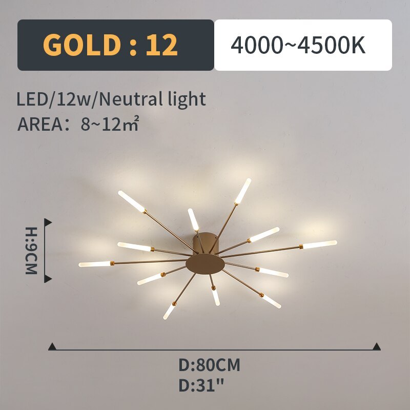 Wesley Flush-Mount Ceiling Light Fireworks, Black/Gold - product image 20