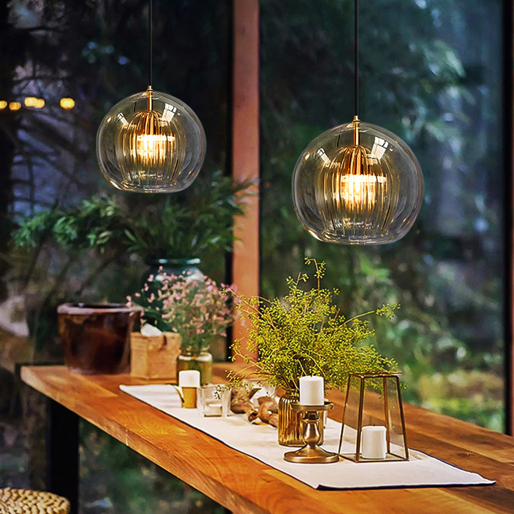 June Glass Globe Pendant Light Clear &Amber - product image 2