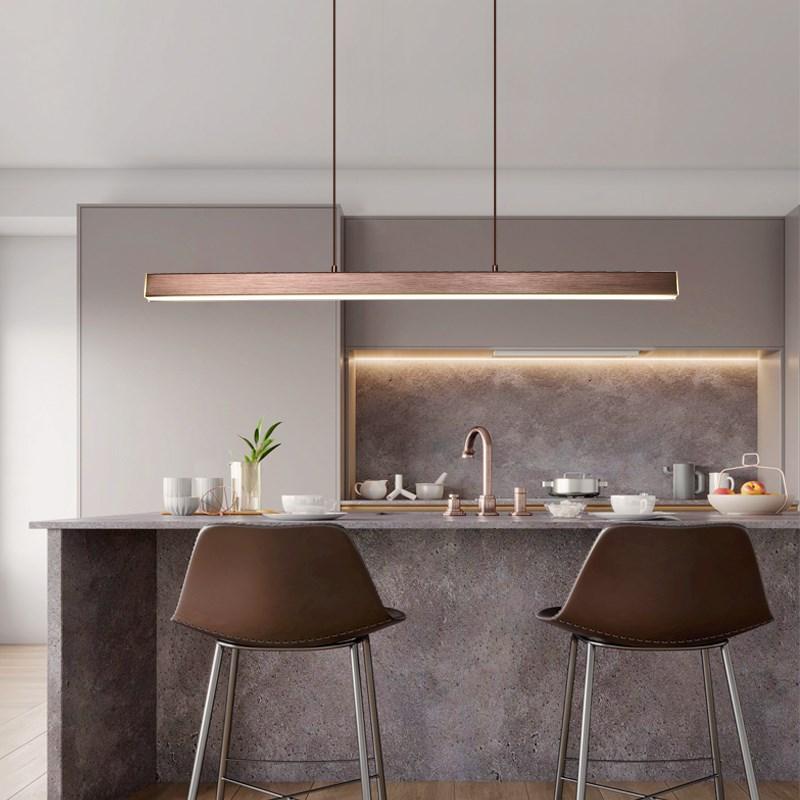 Thala Modern Linear Metal LED Pendant Light Black/Brown - product image 9