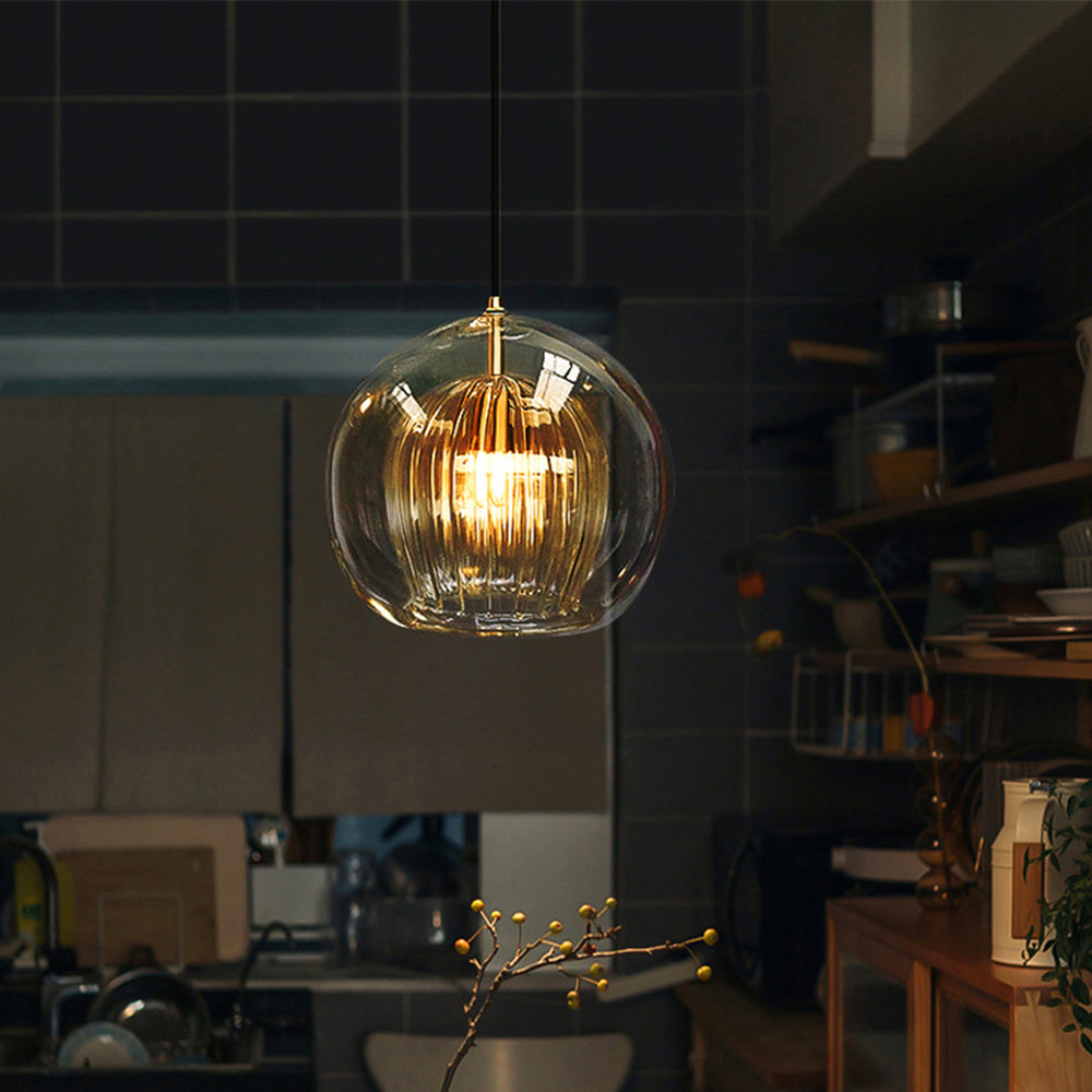 June Glass Globe Pendant Light Clear &Amber - product image 13