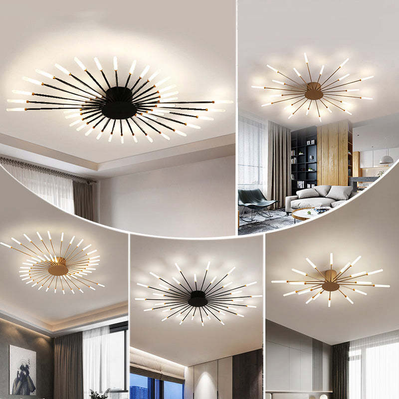 Wesley Flush-Mount Ceiling Light Fireworks, Black/Gold - product image 11