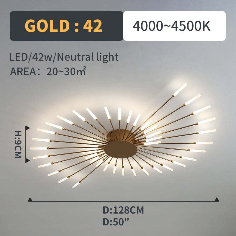 Wesley Flush-Mount Ceiling Light Fireworks, Black/Gold - product image 25