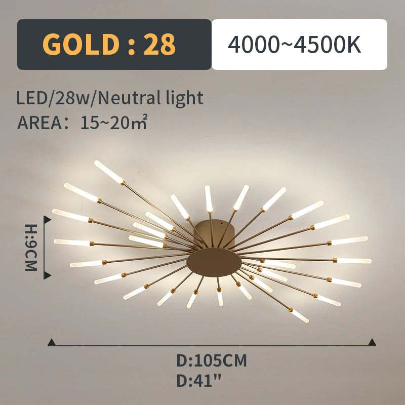 Wesley Flush-Mount Ceiling Light Fireworks, Black/Gold - product image 23