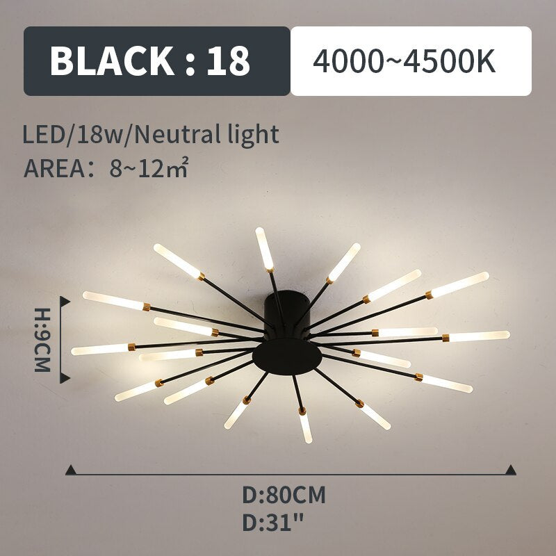 Wesley Flush-Mount Ceiling Light Fireworks, Black/Gold - product image 15