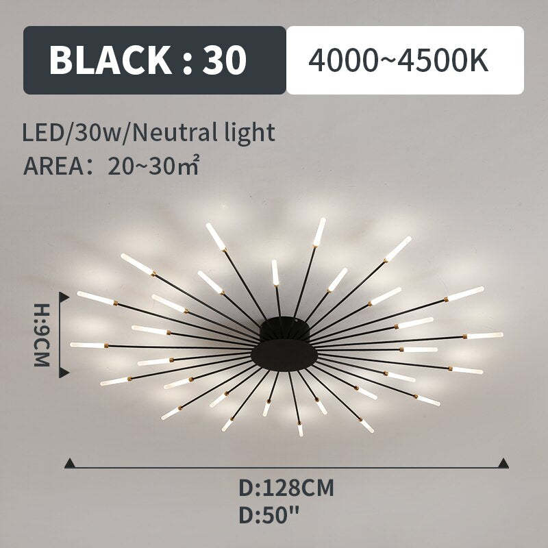 Wesley Flush-Mount Ceiling Light Fireworks, Black/Gold - product image 18