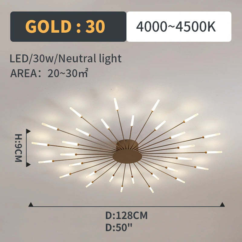 Wesley Flush-Mount Ceiling Light Fireworks, Black/Gold - product image 24