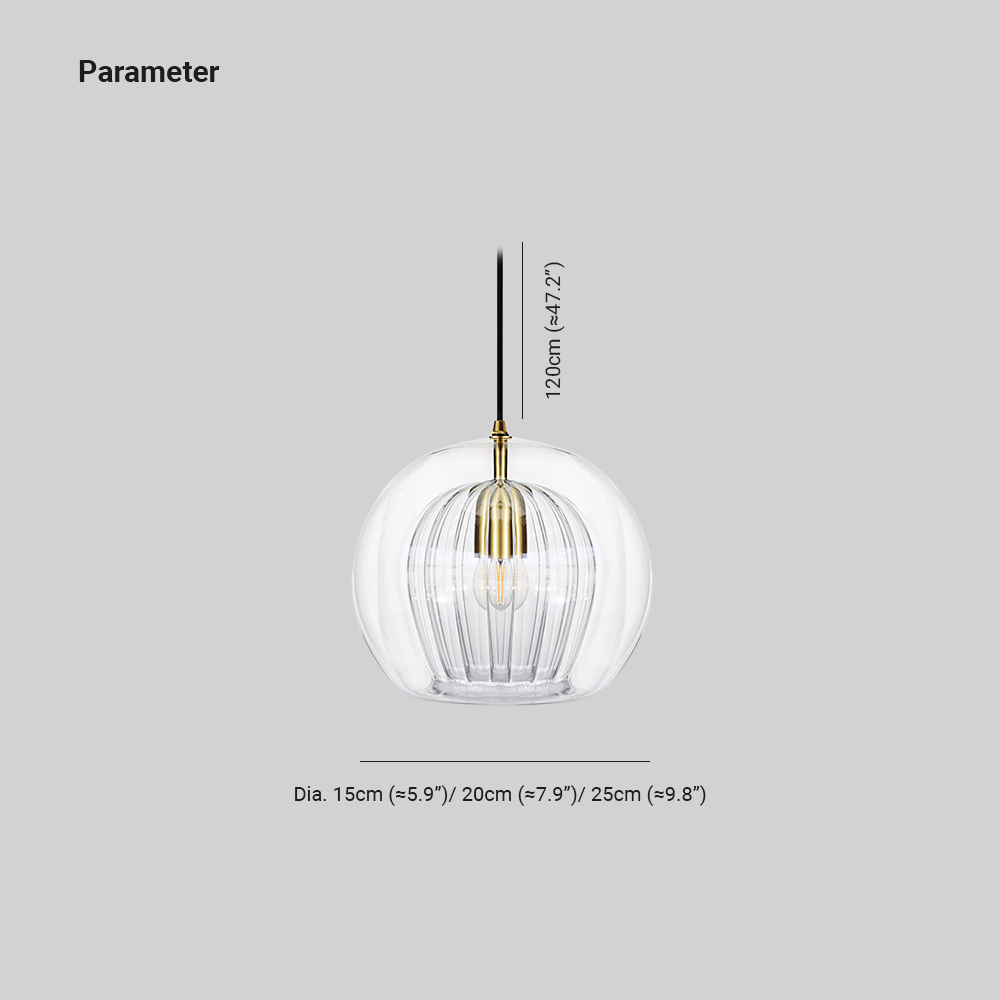 June Glass Globe Pendant Light Clear &Amber - product image 4