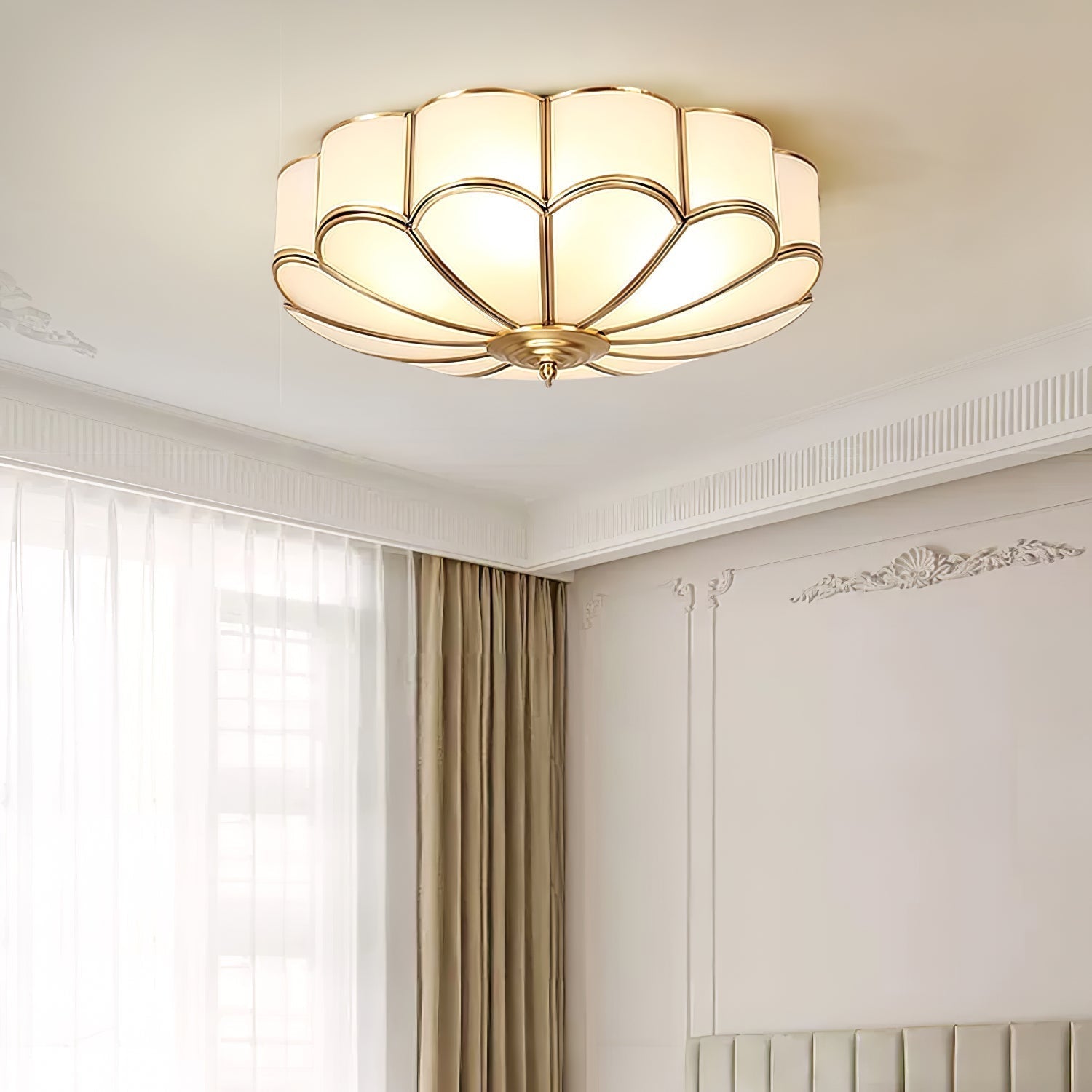 Ulira Ceiling Light Flower Shape Frosted Glass Brass - product image 9
