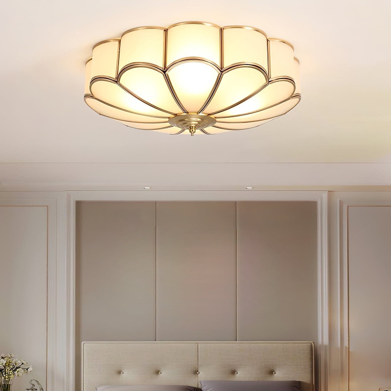Ulira Ceiling Light Flower Shape Frosted Glass Brass - product image 10