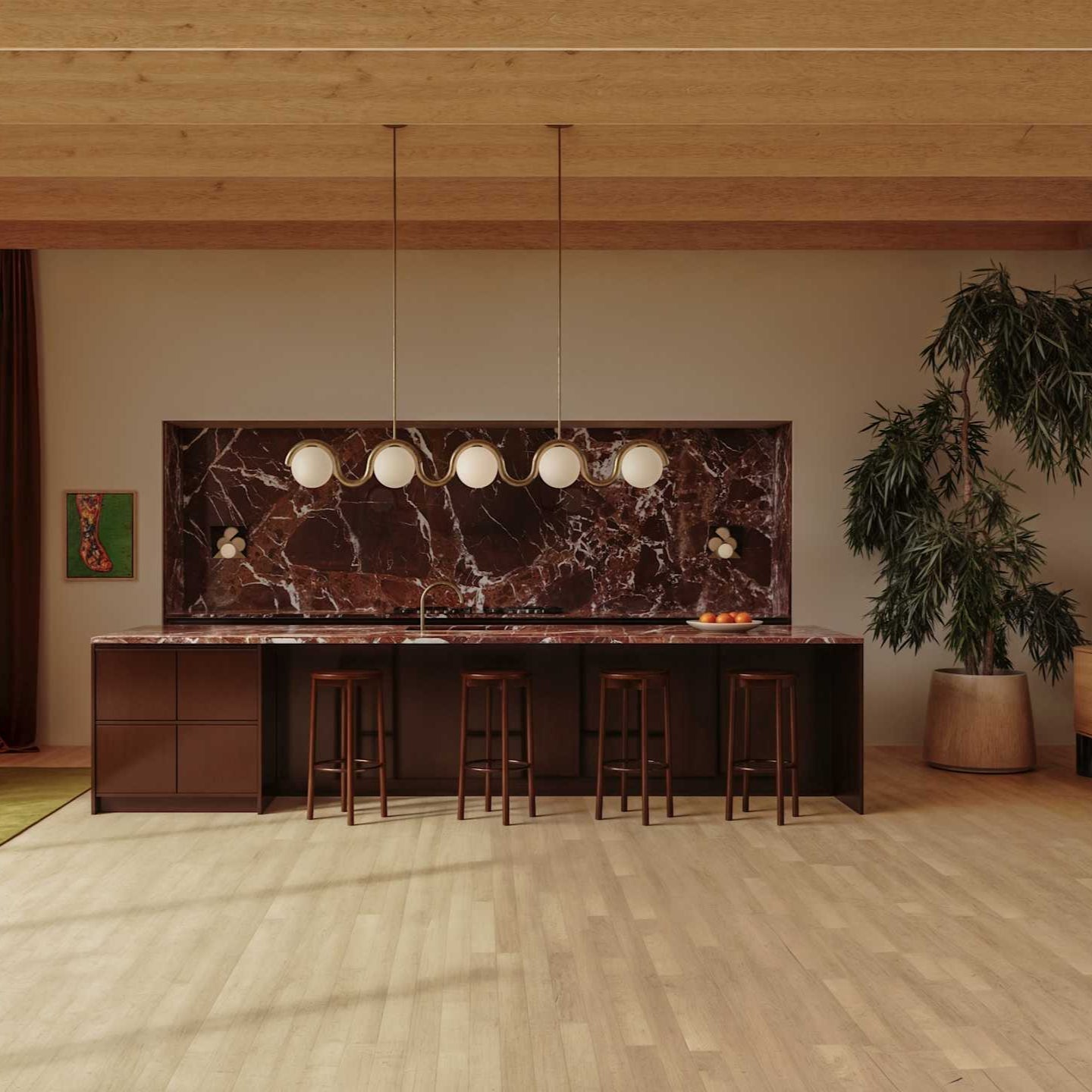 Uveta Linear Chandelier Red&Silver - product image 4