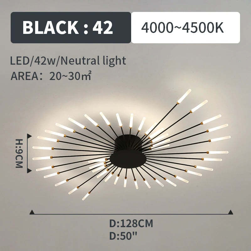 Wesley Flush-Mount Ceiling Light Fireworks, Black/Gold - product image 19