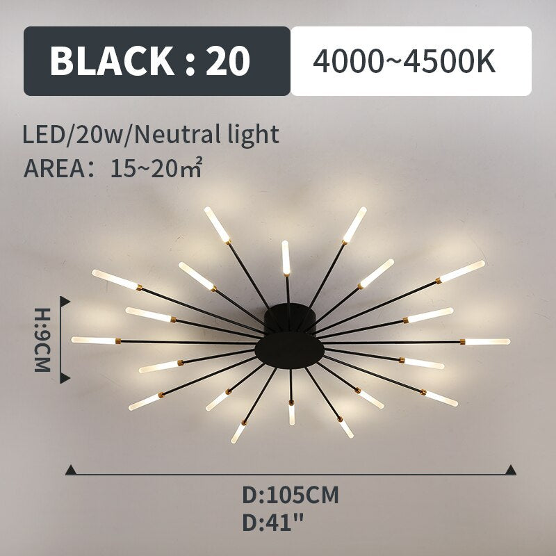 Wesley Flush-Mount Ceiling Light Fireworks, Black/Gold - product image 16