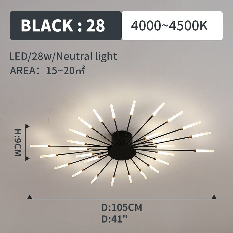 Wesley Flush-Mount Ceiling Light Fireworks, Black/Gold - product image 17