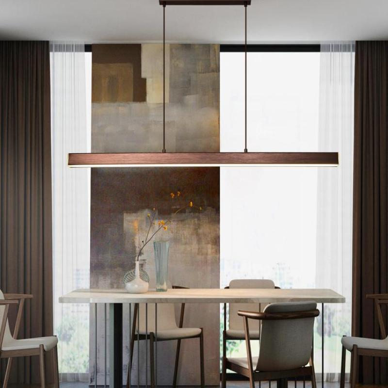 Thala Modern Linear Metal LED Pendant Light Black/Brown - product image 12