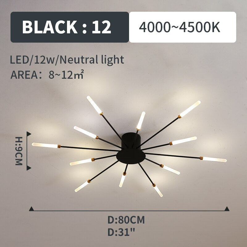 Wesley Flush-Mount Ceiling Light Fireworks, Black/Gold - product image 14