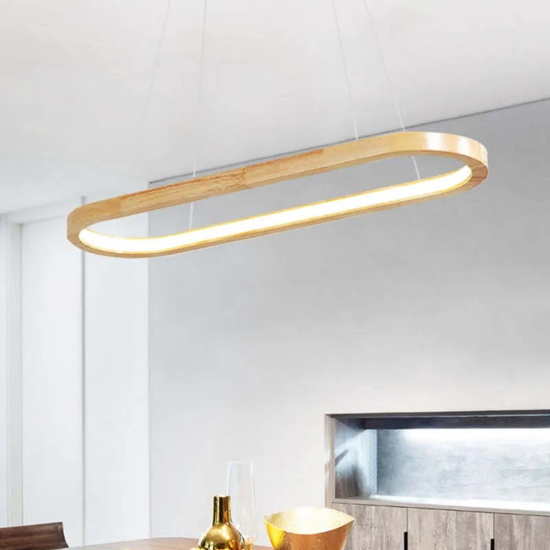 Veon Contemporary Oval Wooden Pendant Light - product image 5